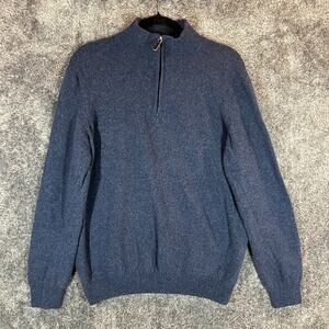 Mantovani Studio Cashmere Quarter Zip Sweater Mens Large Blue Outdoors Italy